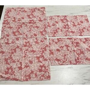 Williams Sonoma Floral Jacquard Vine Pink 2 Napkins 2 Placemats Italy Cotton